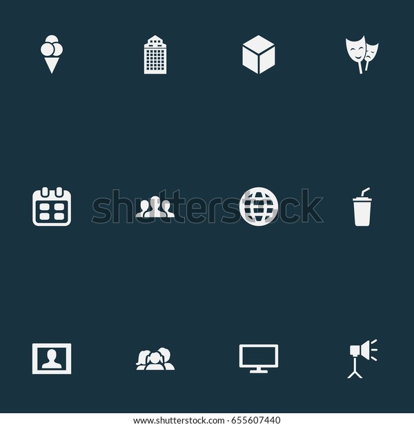 Vector Illustration Set Simple Cinema Icons Stock Vector Royalty