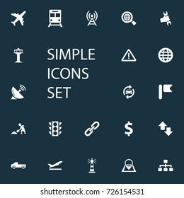 Vector Illustration Set Of Simple City Icons. Elements Navigation, Exporation, Beacon And Other Synonyms Wrench, Nautical And Aircraft.