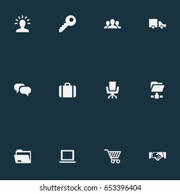 Vector Illustration Set Of Simple Commerce Icons. Elements Chatting, Computer, Trading Purse And Other Synonyms Conversation, Profile And Shopping.