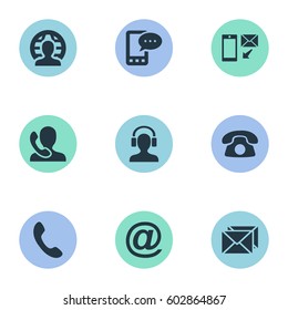 Vector Illustration Set Of Simple Communication Icons. Elements New-Come Letter, E-Mail Symbol, International Job And Other Synonyms Telephone, Symbol And Home.