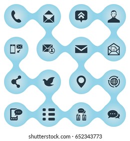 Vector Illustration Set Of Simple Communication Icons. Elements Open Envelope, Correspondence, Postal And Other Synonyms Mail, Network And Checkbox.