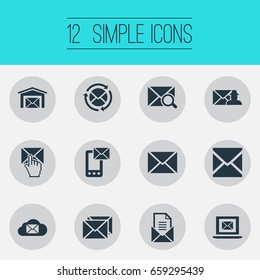 Vector Illustration Set Of Simple Communication Icons. Elements Cloud, Letter, Pages And Other Synonyms Mouse, Page And Letter.