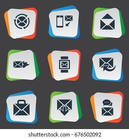 Vector Illustration Set Of Simple Communication Icons. Elements Ingoing, Email, Envelope And Other Synonyms Message, Hot And Communication.