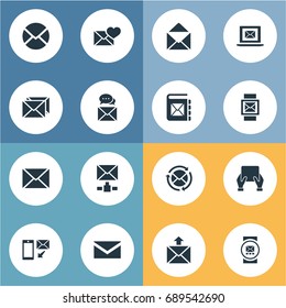 Vector Illustration Set Of Simple Communication Icons. Elements Mailing, Notepad, Messaging And Other Synonyms Valentine, Message And News.