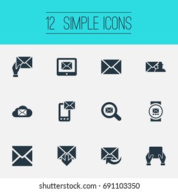 Vector Illustration Set Of Simple Communication Icons. Elements Entering, Smartphone, Specter And Other Synonyms Specter, Web And Communication.