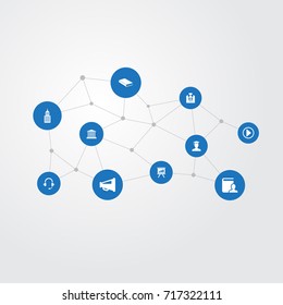 Vector Illustration Set Of Simple Conference Icons. Elements Academy, Communication, Elegant Style And Other Synonyms Student, Businessman And Headset.