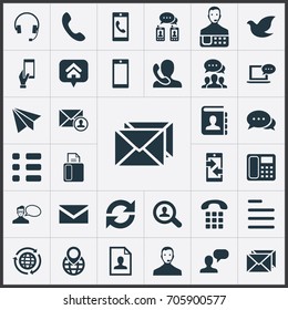 Vector Illustration Set Of Simple Connect Icons. Elements Job Research, Helpline, Task And Other Synonyms Address, Public And Aircraft.
