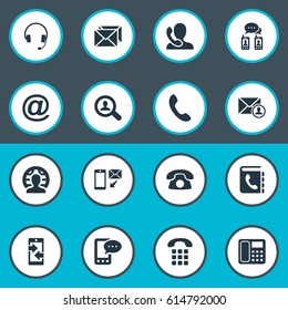 Vector Illustration Set Of Simple Contact Icons. Elements International Job, Job Research, Posting And Other Synonyms Phone, Epistle And Letter.