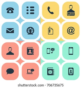 Vector Illustration Set Of Simple Contact Icons. Elements Messaging, Speech Cloud, E-Mail Symbol And Other Synonyms Symbol, Wish And Incoming.