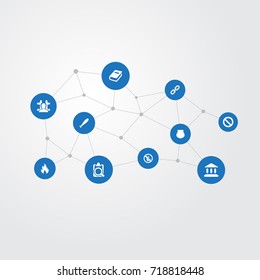 Vector Illustration Set Of Simple Crime Icons. Elements File, Notepad, Stop And Other Synonyms Fire, Ban And Document.