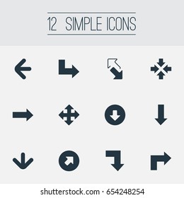 Vector Illustration Set Of Simple Cursor Icons. Elements Downwards Pointing, Right Direction, Crossing Sign And Other Synonyms Within, Upload And Down.