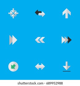 Vector Illustration Set Of Simple Cursor Icons. Elements Forward, Upwards, Inside And Other Synonyms Ahead, Download And Northwest.