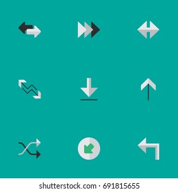 Vector Illustration Set Of Simple Cursor Icons. Elements Orientation, Arrow, Up And Other Synonyms Forward, Shuffle And Import.