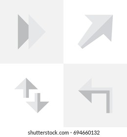 Vector Illustration Set Of Simple Cursor Icons. Elements Forward, Orientation, Cursor And Other Synonyms Southwestward, Next And Internet.