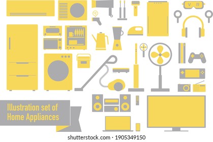 Conjunto de ilustraciones vectoriales de electrodomésticos simples y lindos