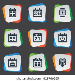 Vector Illustration Set Of Simple Date Icons. Elements Date Block, Intelligent Hour, Special Day And Other Synonyms Hour, April And Planner.