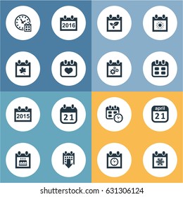 Vector Illustration Set Of Simple Date Icons. Elements Special Day, Date, Deadline And Other Synonyms Data, Day And Reminder.