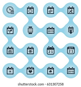 Vector Illustration Set Of Simple Date Icons. Elements Annual, History, 2016 Calendar And Other Synonyms Leaf, Data And Date.