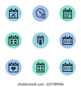 Vector Illustration Set Of Simple Date Icons. Elements Event, Annual, Heart And Other Synonyms Heart, Annual And Time.