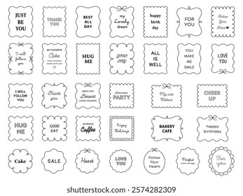 Vector illustration set of simple decorative frames. Loose, decorative, heading, line, decorative frame