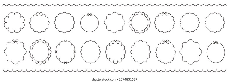 A vector illustration set of simple decorative frames. Loose, handwritten, heading, line, decorative frame