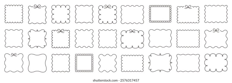 Vector illustration set of simple decorative frames. Loose, decorative, heading, line, decorative frame