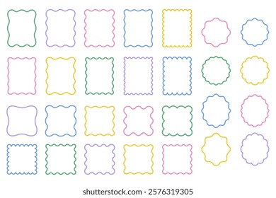 A vector illustration set of simple decorative frames. Loose, handwritten, heading, line, decorative frame