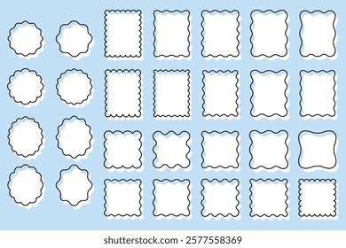 A vector illustration set of simple decorative frames. Loose, handwritten, heading, line, decorative frame