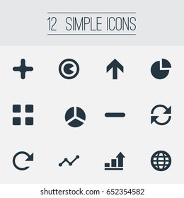 Vector Illustration Set Of Simple Diagram Icons. Elements Surge, Circle Diagram, Refresh And Other Synonyms Global, Chart And Cycle.