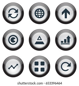 Vector Illustration Set Of Simple Diagram Icons. Elements Upward, Component, Refresh And Other Synonyms Direction, Repeatability And Merger.