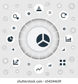 Vector Illustration Set Of Simple Diagram Icons. Elements Monitor, Triangle, Upward And Other Synonyms Direction, Cube And Increase.