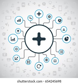 Vector Illustration Set Of Simple Diagram Icons. Elements Triangle, Analytics, Increase And Other Synonyms Analytics, Triangle And Pie.