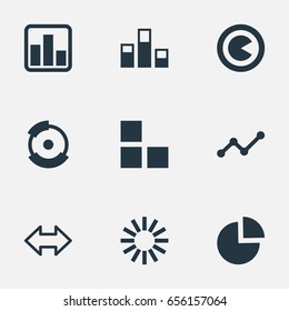 Vector Illustration Set Of Simple Diagram Icons. Elements Bowl, Relation, Reverse Arrows And Other Synonyms Circle, Composition And Lecture.