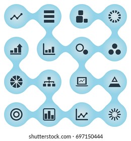 Vector Illustration Set Of Simple Diagram Icons. Elements Laptop, Lecture, Surge And Other Synonyms Segment, Top And Relation.