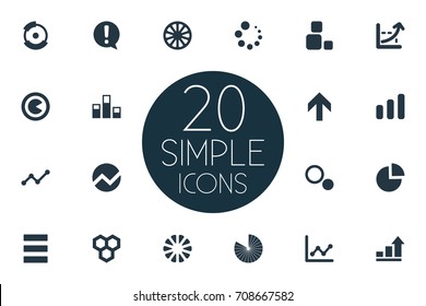 Vector Illustration Set Of Simple Diagram Icons. Elements Data, Multiple, Component And Other Synonyms Multiple, Graph And List.