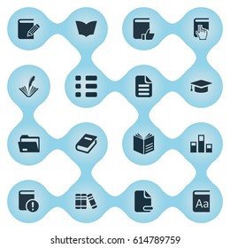 Vector Illustration Set Of Simple Education Icons. Elements Notebook, Online Education, Alphabet And Other Synonyms Archive, Organisation And Alphabet.
