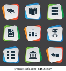 Vector Illustration Set Of Simple Education Icons. Elements Library, Knowledge, Stack And Other Synonyms Textbook, Document And Checkbox.