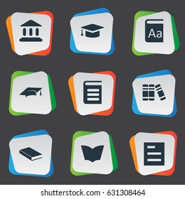 Vector Illustration Set Of Simple Education Icons. Elements Academic Cap, Library, Reading And Other Synonyms School, Graduation And Literature.