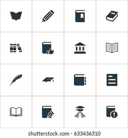 Vector Illustration Set Of Simple Education Icons. Elements Tasklist, Library, Reading And Other Synonyms Blank, List And Important.