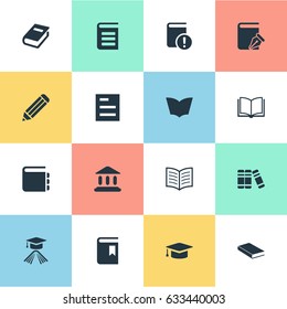 Vector Illustration Set Of Simple Education Icons. Elements Tasklist, Pen, Encyclopedia And Other Synonyms Important, Note And Graduation.