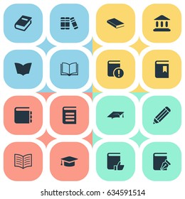 Vector Illustration Set Of Simple Education Icons. Elements Notebook, Book Cover, Blank Notebook And Other Synonyms Book, Page And Sketchbook. Vector Illustration Set Of Simple Education Icons. Elements Notebook, Book Cover, Blank Notebook And Other Synonyms Book, Page And Sketchbook.