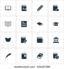 Vector Illustration Set Of Simple Education Icons. Elements Reading, Journal, Notebook And Other Synonyms Catalog, Favored And Notebook.