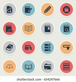 Vector Illustration Set Of Simple Education Icons. Elements Publication, Notebook, Template And Other Synonyms Task, Pen And Library.