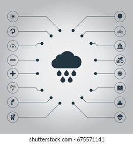 Vector Illustration Set Of Simple Energy Icons. Elements Eco Home, Velocipede, Forest And Other Synonyms Speedometer, Enviromental And Photocell.