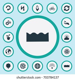 Vector Illustration Set Of Simple Energy Icons. Elements Reuse, Recycling, Planet And Other Synonyms Industry, World And Enviromental.