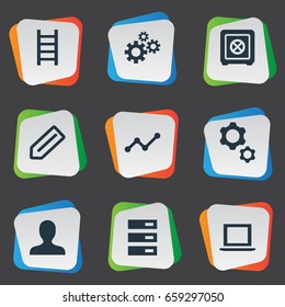 Vector Illustration Set Of Simple Entrepreneurship Icons. Elements Computer, Cogwheel, Client And Other Synonyms Process, Client And Concept.