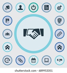 Vector Illustration Set Of Simple Entrepreneurship Icons. Elements Selection, Date, Questionnaire And Other Synonyms Fastener, Hut And Wallet.