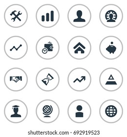 Vector Illustration Set Of Simple Entrepreneurship Icons. Elements Member, Specialist, Surge And Other Synonyms Home, Pyramid And Master.