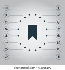 Vector Illustration Set Of Simple Entrepreneurship Icons. Elements Surge, Sandglass, Computer Synonyms Partnership, Selection And Bookmark.