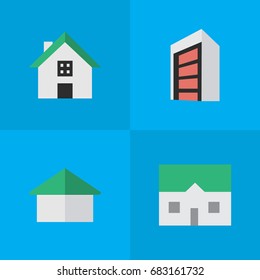 Vector Illustration Set Of Simple Estate Icons. Elements House, Architecture, Home And Other Synonyms Building, House And Construction.